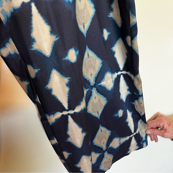 BANANA REPUBLIC BR Navy Blue Geometric Wide Leg Women's Pants - Size L - Picture 3 of 8